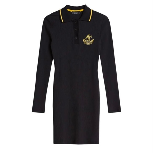 Bershka X Disney Mickey Mouse Ribbed Knit Mini Dress Black SZ XS - Picture 1 of 13